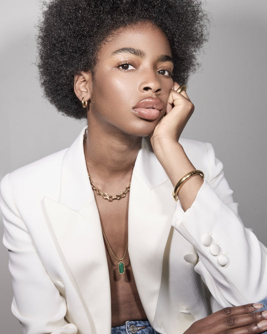 Rectangle Stone Charm Women