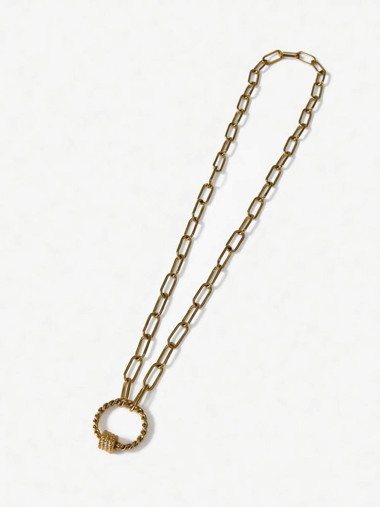 Round Carabiner Link Necklace Women
