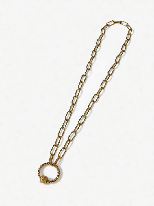 Round Carabiner Link Necklace Women