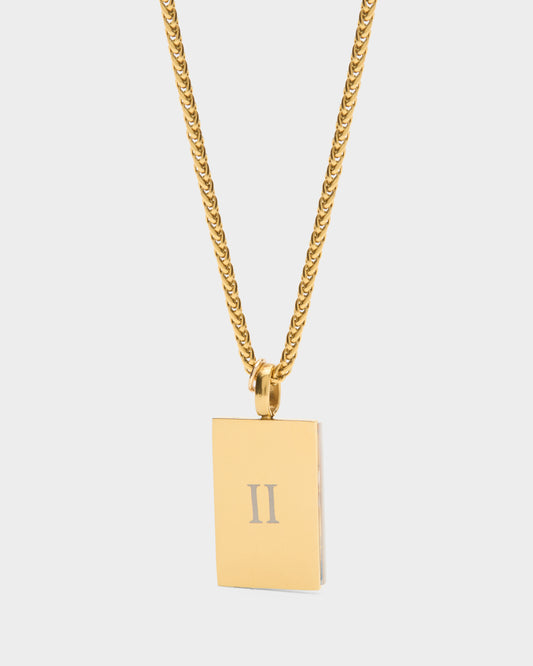 Roman II Dog Tag Pendant Necklace