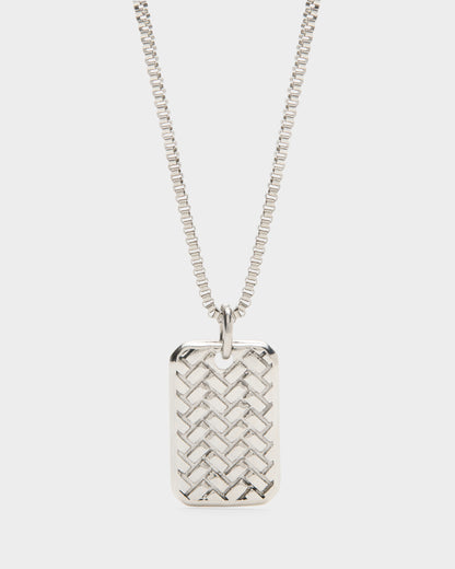 Herringbone Dog Tag Necklace Men
