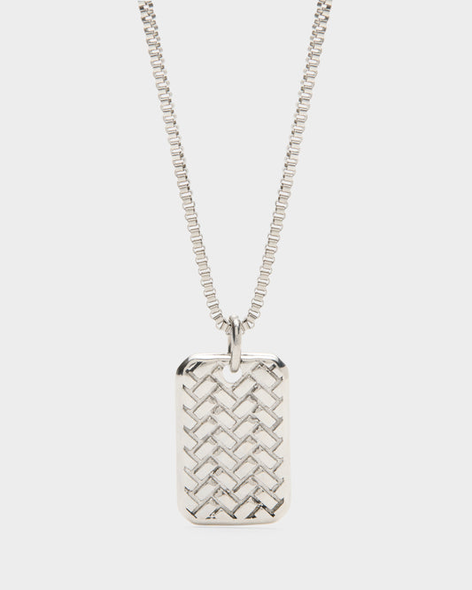 Herringbone Dog Tag Necklace Men