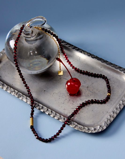 Stone Beaded Monocle Necklace - Womens